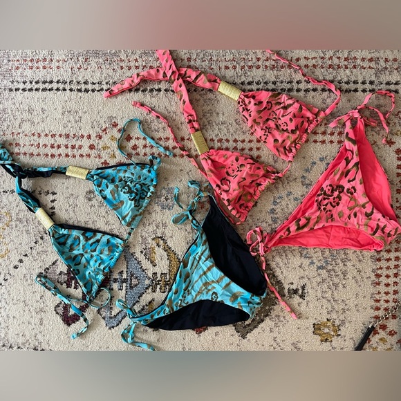 Turquoise Animal Print Bikini - Size S-M - Picture 2 of 4